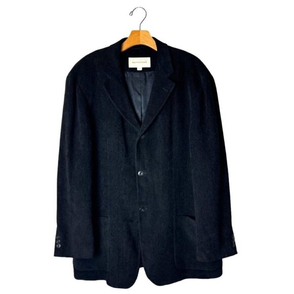 Pronto Uomo Blazer Men Large Black Cotton Blend‎ Single Breasted Three Button